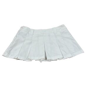 white pleated mini skirt